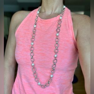 Premier Designs Jewelry Silver and Pearl Necklace